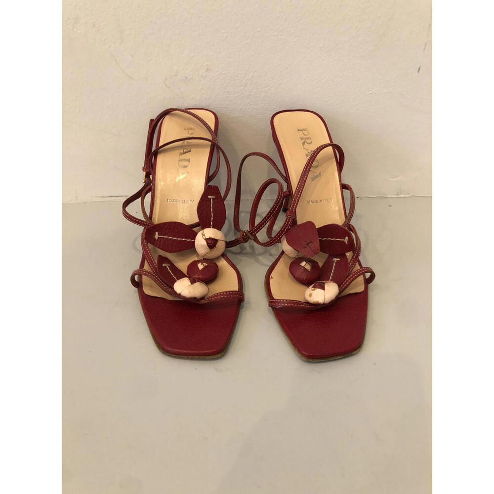 Vintage Red Strappy Heels with Unique Bead Detailing